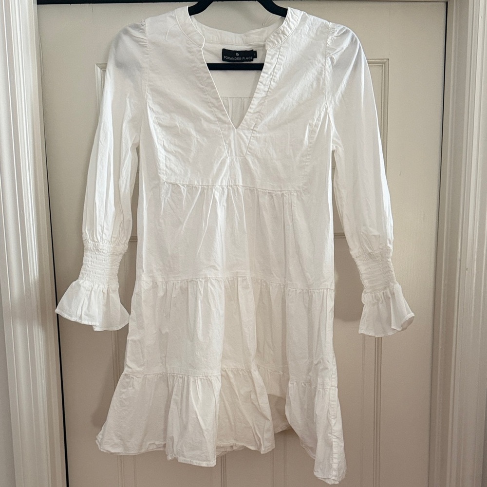 Pomander Place White Tiered Peasant Dress